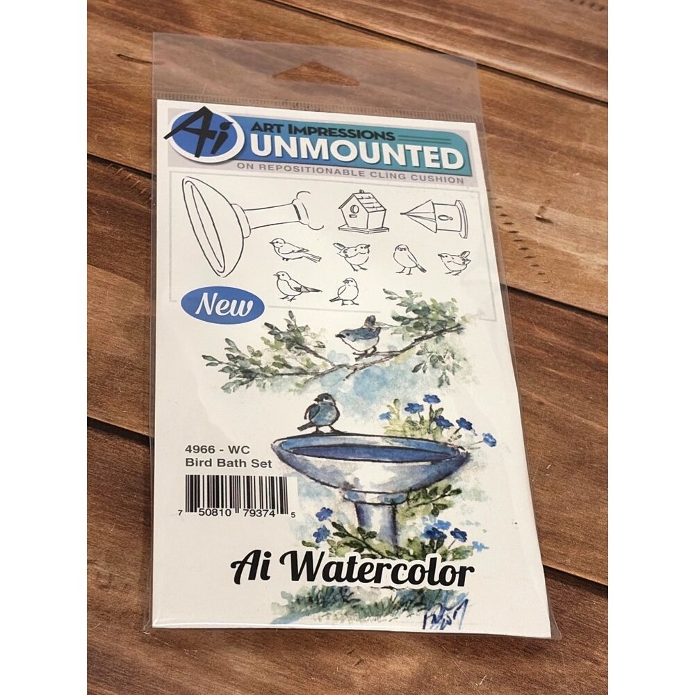 ART IMPRESSIONS 4966 WC BIRD BATH / HOUSE RUBBER UNMOUNTED STAMP SET OF 9